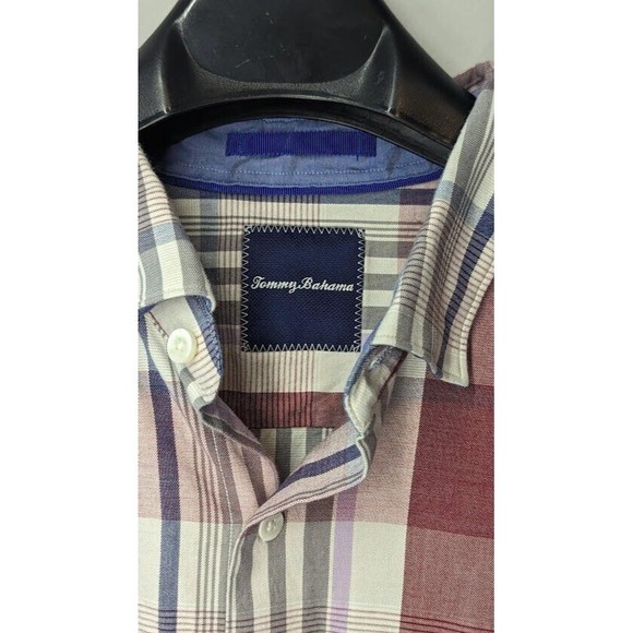 Tommy Bahama Shirt XLarge Red Blue White Long Sleeve Button Down Cotton Silk - Picture 4 of 7
